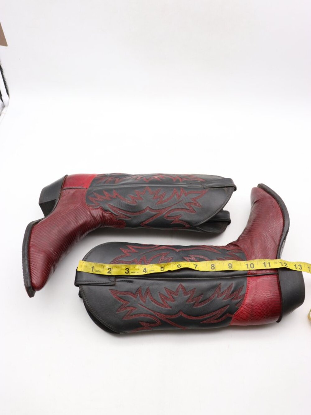 Justin Western Exotic Black Red Lizard Reptile Leather Boots Women’s 6 B USA - Picture 6 of 9